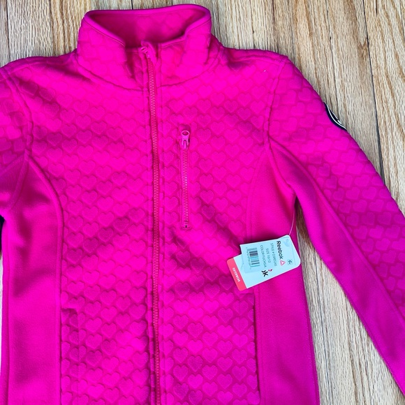 Reebok pink heart fleece jacket Size XS NEW!!!!! - Picture 2 of 7